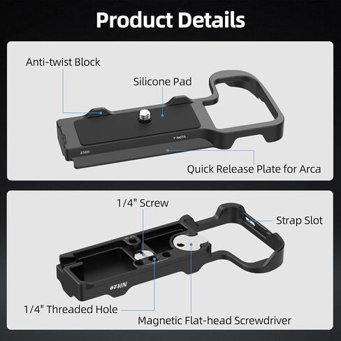 Nitze Z50II Bottom Plate for Nikon Z50 II Camera, with Built-in Quick Release Plate for Arca, Strap Slot and 1/4" Threaded Holes - T-N07A in Saudi Arabia