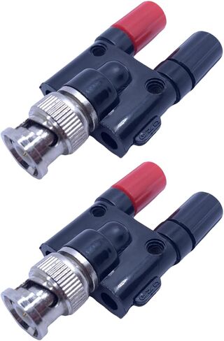 2-Pack BNC Male Plug to 2X 4mm Dual Banana Female Jack Socket Binding Post RF Coax Coaxial Splitter Connector Adapter Adaptor (BNC Male - Banana Female) in Saudi Arabia