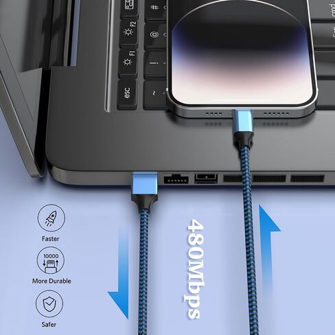 3FT Nylon Braided Fast Charging Lig-ning Cable Compatible Phone 14 Pro/13 mini/13/12/11 Pro MAX/XR/XS/8/7/Plus in Saudi Arabia