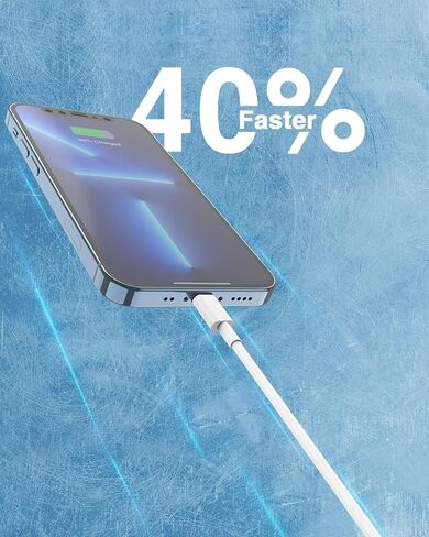 عبوتان من كابلات الشحن لهاتف iPhone 17 16 15 14 13 12 11، متوافقة مع جميع موديلات iPhone Plus Max Pro Max، USB من النوع C+Lighting، سلك شحن USB C+Type C iPhone (أبيض C 2 C) in Kuwait