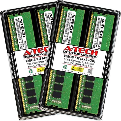مجموعة A-Tech بسعة 32 جيجابايت (2 × 16 جيجابايت) من ذاكرة الوصول العشوائي لسطح المكتب للألعاب Dell Alienware Aurora R10 وAurora R12 وAurora R14 | ترقية ذاكرة DDR4 3200 ميجا هرتز PC4-25600 DIMM 1.2V 288-Pin غير ECC UDIMM in Kuwait