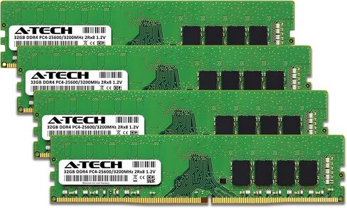 مجموعة A-Tech بسعة 32 جيجابايت (2 × 16 جيجابايت) من ذاكرة الوصول العشوائي لسطح المكتب للألعاب Dell Alienware Aurora R10 وAurora R12 وAurora R14 | ترقية ذاكرة DDR4 3200 ميجا هرتز PC4-25600 DIMM 1.2V 288-Pin غير ECC UDIMM in Kuwait