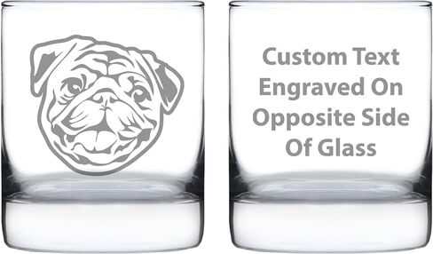 Happy Pug Whiskey Rocks Glass - Fun Dog Themed Decor and Gifts for Moms & Dads of Pugs - 10.25 Oz Glasses in Kuwait