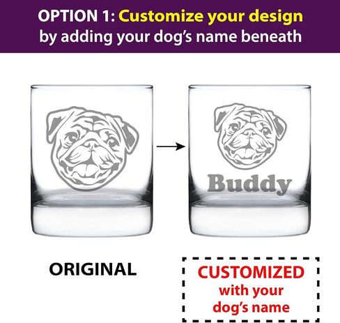 Happy Pug Whiskey Rocks Glass - Fun Dog Themed Decor and Gifts for Moms & Dads of Pugs - 10.25 Oz Glasses in Kuwait