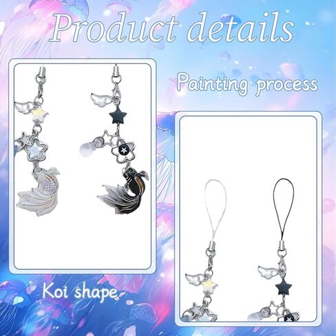 2 Piece Cell Phone Pendant Aesthetic Phone Charm, Sweet Phone Lanyard String for Cell Phone Bag, Key Chain, Camera Pendant (White and Black) in Saudi Arabia