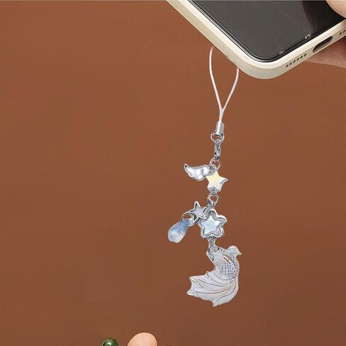 2 Piece Cell Phone Pendant Aesthetic Phone Charm, Sweet Phone Lanyard String for Cell Phone Bag, Key Chain, Camera Pendant (White and Black) in Saudi Arabia