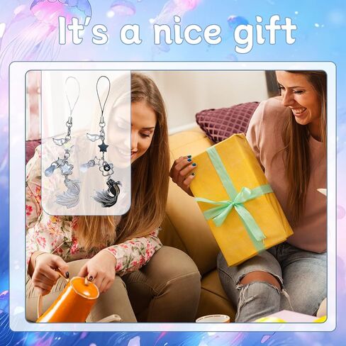 2 Piece Cell Phone Pendant Aesthetic Phone Charm, Sweet Phone Lanyard String for Cell Phone Bag, Key Chain, Camera Pendant (White and Black) in Saudi Arabia