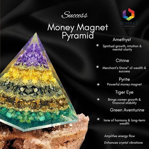 BOMBAY Crystals Orgone Pyramid of Success, Selenite Orgonite Pyramid is Healing Crystals for Positive Energy & Peace and Orgonite Pyramid help in Healing Meditation in Kuwait