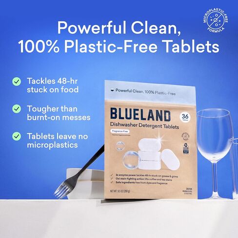 أقراص منظفات غسالة أطباق Blueland ، 120 عدد ، غير معروضة بنسبة 100 ٪ من قرون غسل الأطباق الخالية من البلاستيك ، طبيعية ، مستدامة in Saudi Arabia