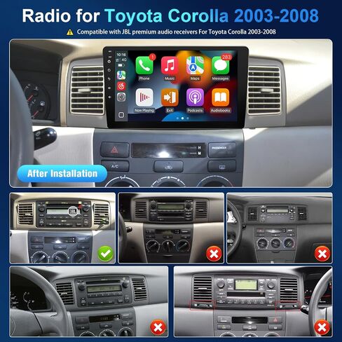 ستيريو راديو السيارة Leadfan لسيارة Toyota Corolla 2003 2004 2005 2006 2007 2008 ترقية مع Carplay اللاسلكي Android Auto، شاشة لمس 9 بوصات مع ملاحة GPS بلوتوث WiFi SWC وكاميرا احتياطية وميكروفون Pantalla in Kuwait