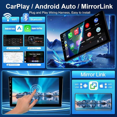 ستيريو راديو السيارة Leadfan لسيارة Toyota Corolla 2003 2004 2005 2006 2007 2008 ترقية مع Carplay اللاسلكي Android Auto، شاشة لمس 9 بوصات مع ملاحة GPS بلوتوث WiFi SWC وكاميرا احتياطية وميكروفون Pantalla in Kuwait