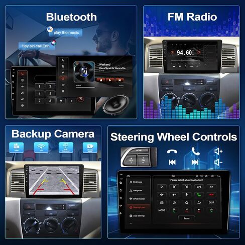 ستيريو راديو السيارة Leadfan لسيارة Toyota Corolla 2003 2004 2005 2006 2007 2008 ترقية مع Carplay اللاسلكي Android Auto، شاشة لمس 9 بوصات مع ملاحة GPS بلوتوث WiFi SWC وكاميرا احتياطية وميكروفون Pantalla in Kuwait