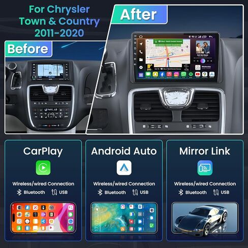 [8Core 4+64G] راديو السيارة لـ Dodge Grand Caravan 2011-2020: شاشة لمس 9 بوصات 1280 * 800 | Android 13 | FM AM 36EQ BT5.0 | CarPlay Android Auto | OTA تحديث ستيريو لكرايسلر تاون آند كانتري 2011-2016 in Kuwait