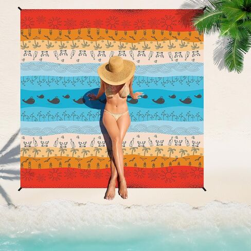 Beach Blanket Waterproof Sandproof Oversized Lightweight 78''×81'' 1-5 Adults Blanket Beach Large Picnic Mat for Travel Camping Hiking Picnic in Saudi Arabia