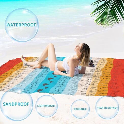 Beach Blanket Waterproof Sandproof Oversized Lightweight 78''×81'' 1-5 Adults Blanket Beach Large Picnic Mat for Travel Camping Hiking Picnic in Saudi Arabia