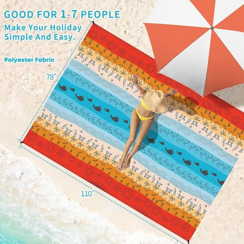 Beach Blanket Waterproof Sandproof Oversized Lightweight 78''×81'' 1-5 Adults Blanket Beach Large Picnic Mat for Travel Camping Hiking Picnic in Saudi Arabia