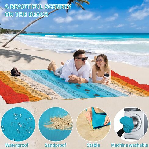 Beach Blanket Waterproof Sandproof Oversized Lightweight 78''×81'' 1-5 Adults Blanket Beach Large Picnic Mat for Travel Camping Hiking Picnic in Saudi Arabia