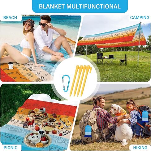 Beach Blanket Waterproof Sandproof Oversized Lightweight 78''×81'' 1-5 Adults Blanket Beach Large Picnic Mat for Travel Camping Hiking Picnic in Saudi Arabia