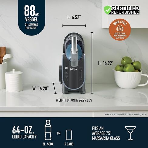 Ninja Slushi 72 Oz Maker Profession Frozen Frozen ، 3 إعدادات مسبقة Slushie Machine (متجدد) in Saudi Arabia