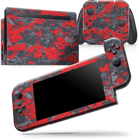 Design Skinz - متوافق مع Nintendo DSi XL - غطاء حماية من الفينيل قابل للإزالة ومقاوم للخدش - تمويه رقمي باللونين الأحمر والرمادي in Saudi Arabia