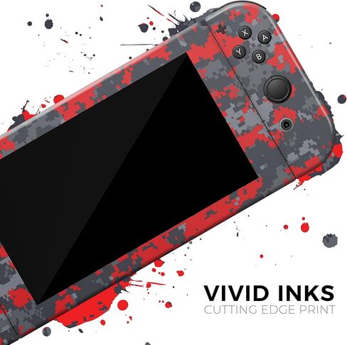 Design Skinz - متوافق مع Nintendo DSi XL - غطاء حماية من الفينيل قابل للإزالة ومقاوم للخدش - تمويه رقمي باللونين الأحمر والرمادي in Saudi Arabia