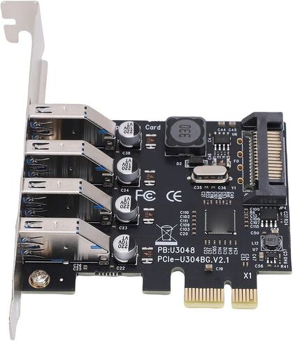 بطاقة توسيع Bewinner 4 منافذ PCIe USB 3.0، بطاقة PCI Express ذاتية التشغيل بسرعة 5 جيجابت في الثانية مع محور USB داخلي، متوافقة مع الإصدارات السابقة لأجهزة الكمبيوتر المكتبية 11 10 8 X 7 in Saudi Arabia