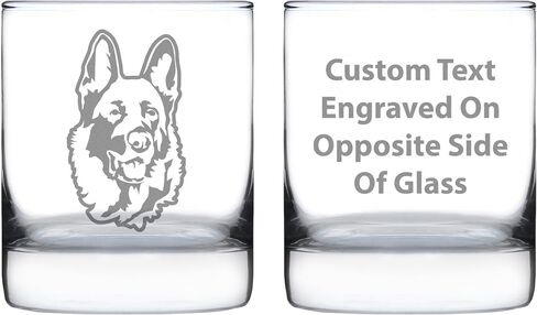 German Shepherd Happy Face - Fun Whiskey Rocks Glass Gifts for Men & Women - Unique Whisky Drinking Tumbler Decor in Kuwait