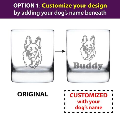 German Shepherd Happy Face - Fun Whiskey Rocks Glass Gifts for Men & Women - Unique Whisky Drinking Tumbler Decor in Kuwait