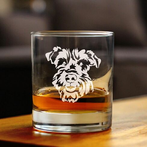 Schnauzer Face Whisky Rocks Glass - ديكور فريد من نوعه تحت عنوان الكلب وهدايا للأمهات والآباء من Schnauzers - 10.25 أوقية in Kuwait