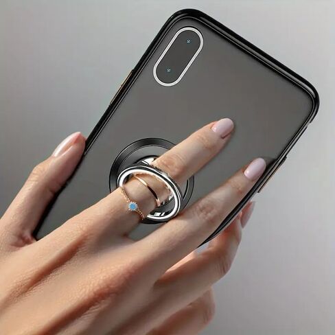 Stable Upgraded Phone Ring Holder, Cell Phone Grip Stand Finger Ring Kickstand Compatible with Most Phone(Black) in Saudi Arabia