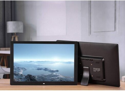 17.1-inch Digital Photo Frame, 1440x900 IPS Display, Music and Video Player, Calendar and Alarm Clock, Remote Control, Supports USB and SD Card, Black. in Saudi Arabia