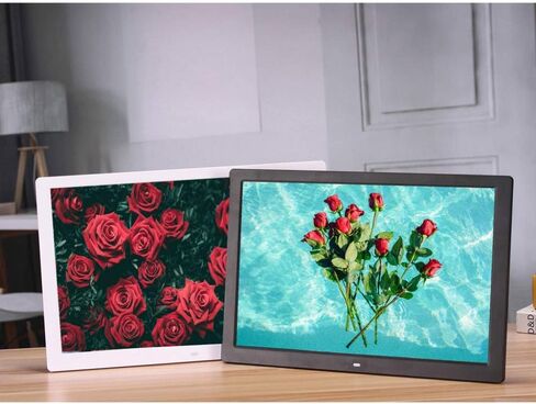 17.1-inch Digital Photo Frame, 1440x900 IPS Display, Music and Video Player, Calendar and Alarm Clock, Remote Control, Supports USB and SD Card, Black. in Saudi Arabia