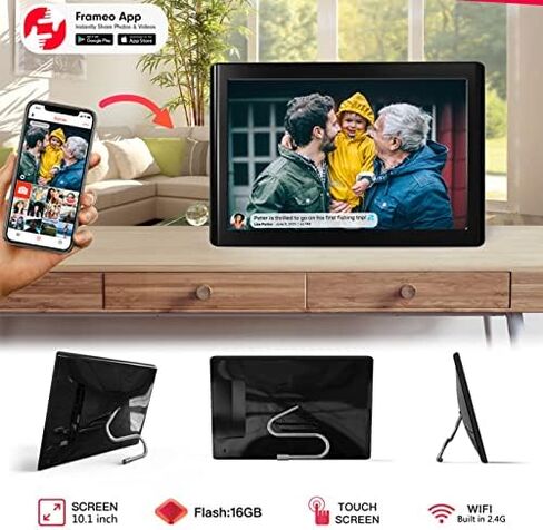 إطار صور رقمي واي فاي مقاس 10.1 بوصة، مزود بشاشة لمس IPS، وشاشة عالية الدقة 800 × 1280، وذاكرة 16 جيجابايت، وقابلة للتركيب على الحائط. in Saudi Arabia