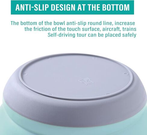 Collapsible Bowl, 3 Pcs Food Grade Silicone Camping Bowl, Expandable Salad Bowl Lunch Box with Lid & Tableware for Travel and Picnic (Green) in Saudi Arabia