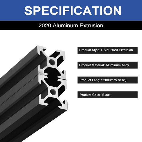4Pack 2020 بثق الألومنيوم T-slot 400mm أسود مقدمة من الألومنيوم الملف الشخصي 20x20 T-slotted الإطار الأوروبي القياسي القياسي للسكك الحديدية لملحقات الطابعة ثلاثية الأبعاد الأجزاء in Kuwait