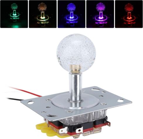 Joystick Controller Lightweight Sensitive with Multicolor LED Lighting for Games Claw Machine Fighting Machine Amusement Machine PPC Metal Material 12V Power Input in Saudi Arabia