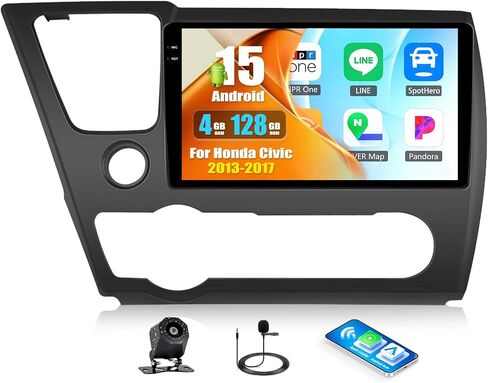 4G+128G for Honda Civic 2013-2017 Android 15 Car Stereo Radio with Wireless CarPlay Android Auto, 9" 1280 * 720P IPS Touchscreen, Bluetooth5.0, GPS, WiFi, AHD Rear Camera, EQ, Split Screen, SWC in Saudi Arabia