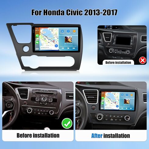 4G+128G for Honda Civic 2013-2017 Android 15 Car Stereo Radio with Wireless CarPlay Android Auto, 9" 1280 * 720P IPS Touchscreen, Bluetooth5.0, GPS, WiFi, AHD Rear Camera, EQ, Split Screen, SWC in Saudi Arabia