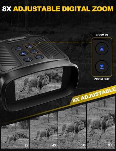 نظارات Zapdos 4K للرؤية الليلية للبالغين، مناظير للرؤية الليلية بالأشعة تحت الحمراء مع تقريب رقمي 8X، بطارية قابلة لإعادة الشحن 5000 مللي أمبير في الساعة، شاشة HD 3 بوصة وبطاقة 32 جيجابايت - هدايا أساسية للزوج الرجالي in Saudi Arabia