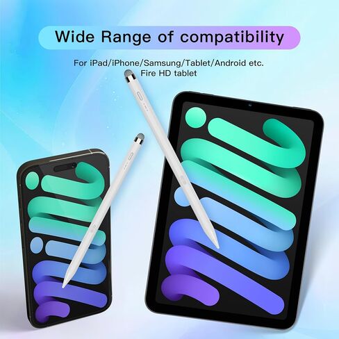 قلم ستايلس (طرف مزدوج) لقلم سامسونج جالاكسي تاب A9+، تاب A9 / تاب A8 قلم ستايلس لجهاز سامسونج جالاكسي تاب A9 A8 A7 قلم لوحي لأنظمة iOS/أندرويد/السطحية لجميع الأجهزة التي تعمل باللمس (أبيض) in Kuwait