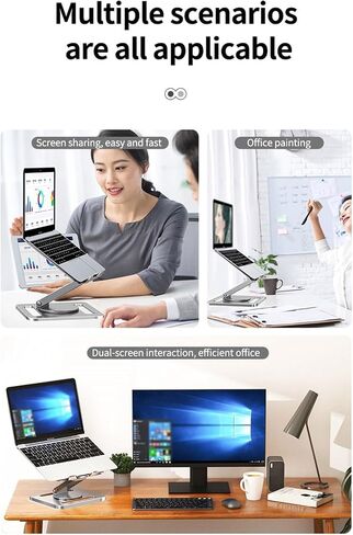 Laptop Stand 360° Rotatable Aluminum Alloy Tablet Pad Cooling Holder Liftable Stand Folding Radiator Portable Bracket in Saudi Arabia