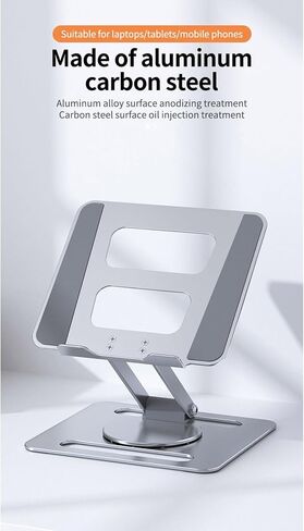 Laptop Stand 360° Rotatable Aluminum Alloy Tablet Pad Cooling Holder Liftable Stand Folding Radiator Portable Bracket in Saudi Arabia