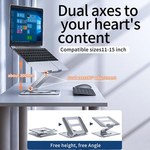 Laptop Stand 360° Rotatable Aluminum Alloy Tablet Pad Cooling Holder Liftable Stand Folding Radiator Portable Bracket in Saudi Arabia