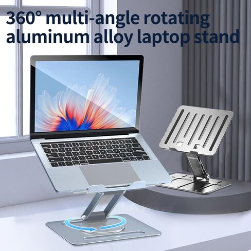 Laptop Stand 360° Rotatable Aluminum Alloy Tablet Pad Cooling Holder Liftable Stand Folding Radiator Portable Bracket in Saudi Arabia