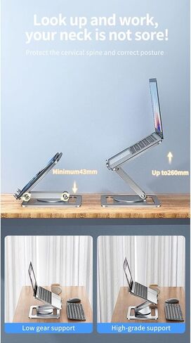 Laptop Stand 360° Rotatable Aluminum Alloy Tablet Pad Cooling Holder Liftable Stand Folding Radiator Portable Bracket in Saudi Arabia