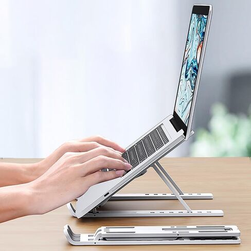 حامل كمبيوتر محمول عالمي قابل للتعديل لجهاز MacBook قاعدة تبريد قابلة للطي وغير قابلة للانزلاق (وردي) in Saudi Arabia