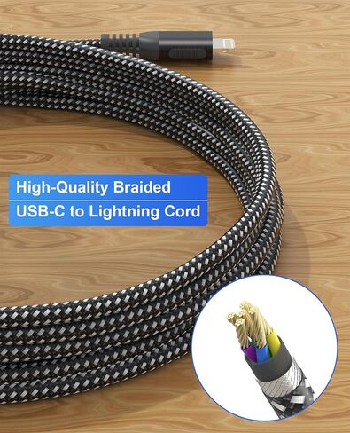 كابل USB-C طويل إلى Lightning بطول 26 قدمًا من النايلون - سلك شاحن iPhone سريع للغاية معتمد من Apple MFi مع توصيل طاقة PD ونقل بيانات بسرعة 480 ميجا بت في الثانية لأجهزة iPhone 14، 13، 12، 11، X، XS، XR، 8، 7 in Saudi Arabia