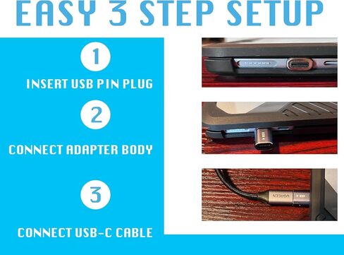 USB-C Magnetic Adapter 2 Pack, 24 Pin, 240W Power Delivery, USB4 80Gbps Data, 8K@60Hz Video (DisplayPort Alt Mode) | Plug & Play Mac/Win, Thunderbolt 3/4, Mac, Type C Devices (1, Black) in Kuwait