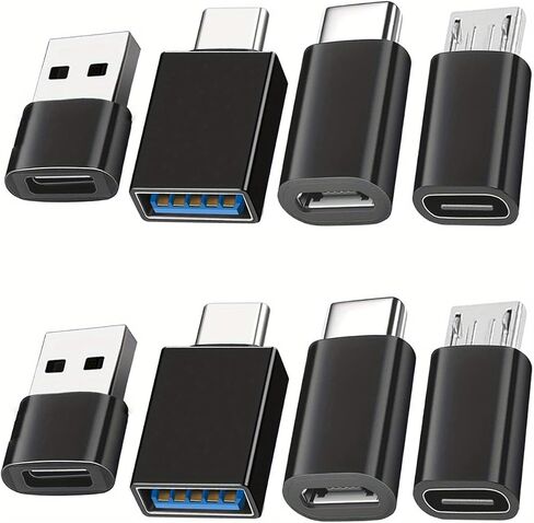 8 قطع محول USB إلى USB C، موصل محول Micro USB إلى USB C أنثى ذكر لأجهزة الكمبيوتر المحمول والهاتف وسماعات الرأس وميكروفون الكمبيوتر الشخصي in Saudi Arabia