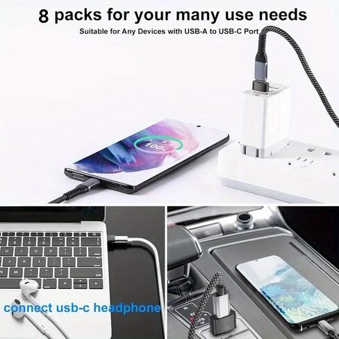 8 قطع محول USB إلى USB C، موصل محول Micro USB إلى USB C أنثى ذكر لأجهزة الكمبيوتر المحمول والهاتف وسماعات الرأس وميكروفون الكمبيوتر الشخصي in Saudi Arabia